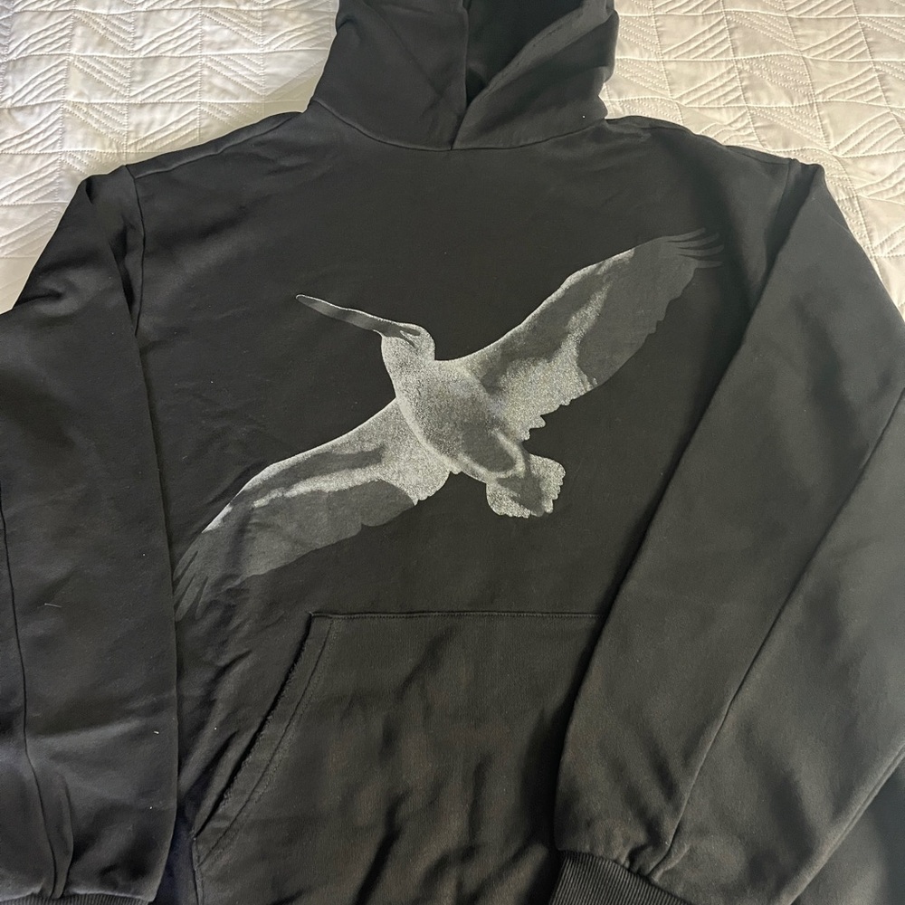 Black Hoodie with Bird Design